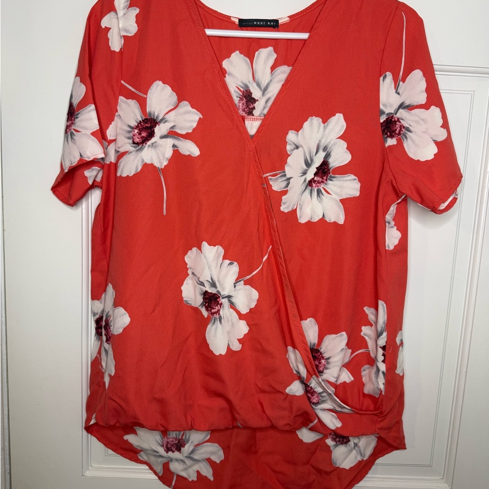 Coral Floral Blouse